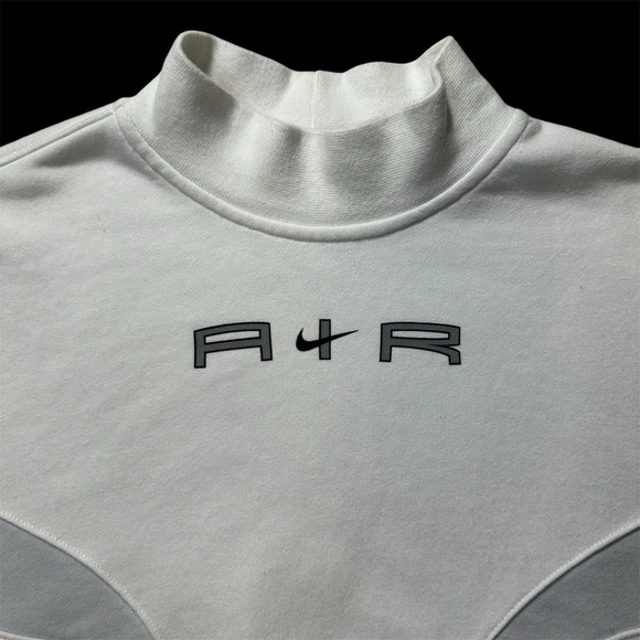 Nike Women's Air Mock Cropped Fleece Crew White/ gray - Size XS - Picture 2 of 12